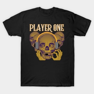 PLAYER ONE GAMING SKULLS HEADSET T-Shirt